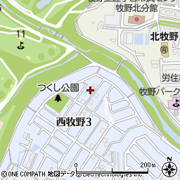 大阪府枚方市西牧野3丁目8周辺の地図