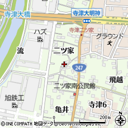 愛知県西尾市寺津町二ツ家7周辺の地図