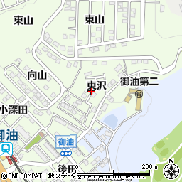 愛知県豊川市御油町（東沢）周辺の地図
