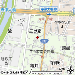 愛知県西尾市寺津町二ツ家6周辺の地図