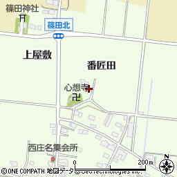 愛知県豊川市篠田町番匠田周辺の地図