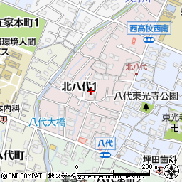 兵庫県姫路市北八代周辺の地図