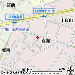 愛知県西尾市細池町高洲47周辺の地図
