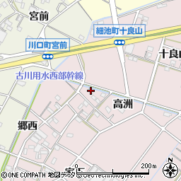 愛知県西尾市細池町高洲50周辺の地図