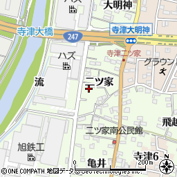 愛知県西尾市寺津町二ツ家19周辺の地図