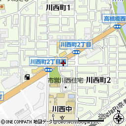 高槻川西郵便局周辺の地図