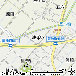 愛知県西尾市菱池町池ぞい周辺の地図