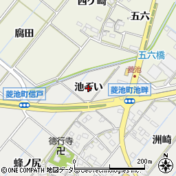 愛知県西尾市菱池町（池ぞい）周辺の地図