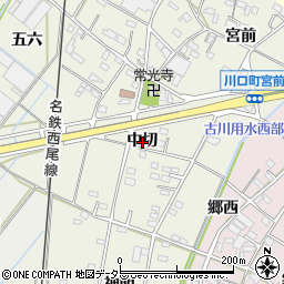 愛知県西尾市川口町中切周辺の地図
