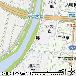 愛知県西尾市寺津町（流）周辺の地図