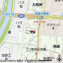 愛知県西尾市寺津町二ツ家25周辺の地図