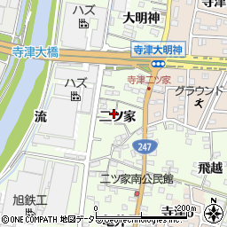 愛知県西尾市寺津町二ツ家18周辺の地図