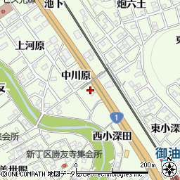 愛知県豊川市御油町中川原57周辺の地図