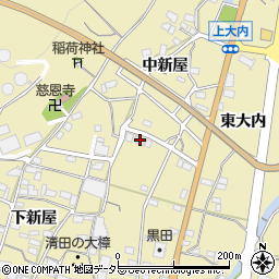 愛知県蒲郡市清田町中新屋7周辺の地図
