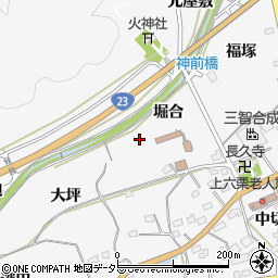 愛知県額田郡幸田町上六栗堀合周辺の地図