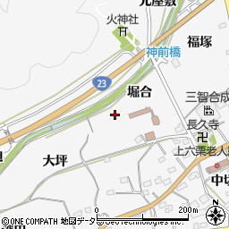 愛知県幸田町（額田郡）上六栗（堀合）周辺の地図