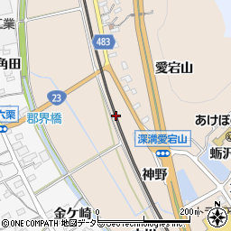 愛知県額田郡幸田町深溝中野周辺の地図