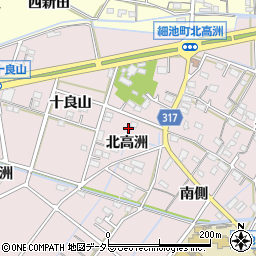 愛知県西尾市細池町北高洲周辺の地図