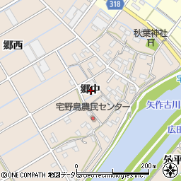 愛知県西尾市宅野島町郷中周辺の地図