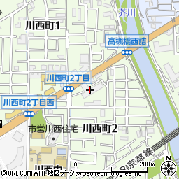 大阪府高槻市川西町周辺の地図