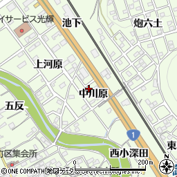 愛知県豊川市御油町中川原43周辺の地図