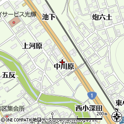 愛知県豊川市御油町中川原44周辺の地図