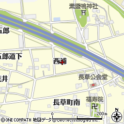 愛知県豊川市長草町西浦周辺の地図