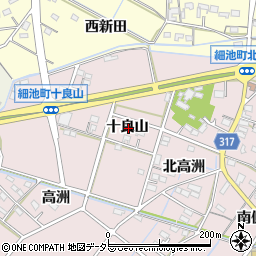 愛知県西尾市細池町十良山周辺の地図
