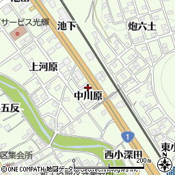 愛知県豊川市御油町中川原45周辺の地図