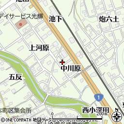 愛知県豊川市御油町中川原38周辺の地図
