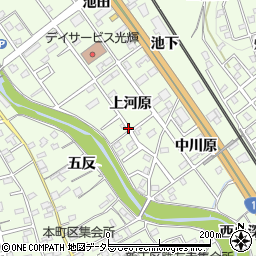 愛知県豊川市御油町上河原周辺の地図