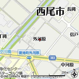 愛知県西尾市菱池町外河原周辺の地図