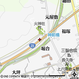 愛知県額田郡幸田町上六栗元屋敷周辺の地図