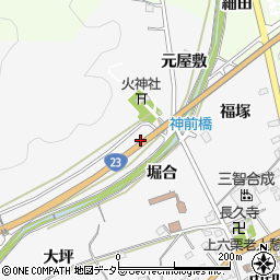 愛知県幸田町（額田郡）上六栗（元屋敷）周辺の地図