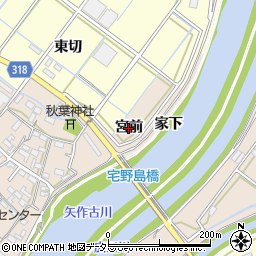 愛知県西尾市宅野島町（宮前）周辺の地図