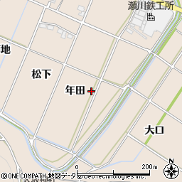 愛知県豊川市金沢町（年田）周辺の地図