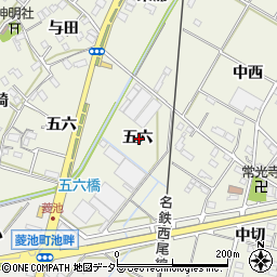 愛知県西尾市川口町五六周辺の地図