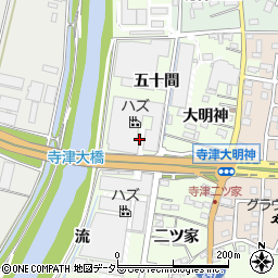 愛知県西尾市寺津町（五十間南）周辺の地図