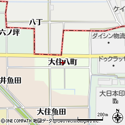 京都府京田辺市大住八町周辺の地図