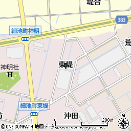 愛知県西尾市細池町東堤周辺の地図