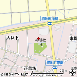 愛知県西尾市細池町神明周辺の地図