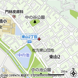 大阪府枚方市東山周辺の地図