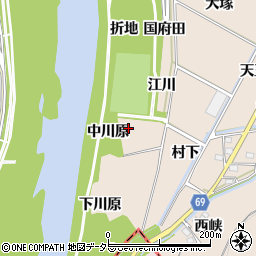 愛知県豊川市金沢町中川原周辺の地図