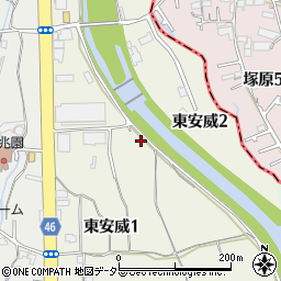 大阪府茨木市東安威周辺の地図