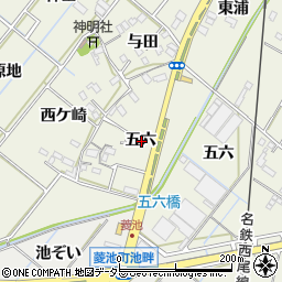愛知県西尾市深池町五六周辺の地図