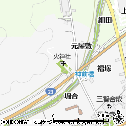 愛知県額田郡幸田町上六栗元屋敷38周辺の地図