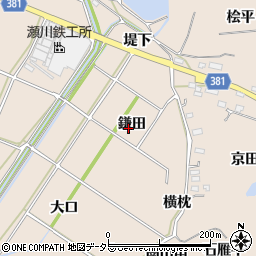 愛知県豊川市金沢町鎌田周辺の地図