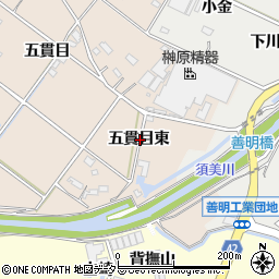 愛知県西尾市花蔵寺町五貫目東周辺の地図