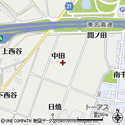 愛知県豊川市千両町中田周辺の地図