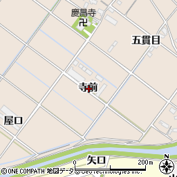 愛知県西尾市花蔵寺町寺前周辺の地図